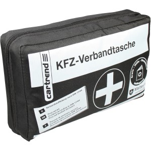 Cartrend Kfz-Verbandtasche, schwarz, gefüllt nach DIN 13164 für die Pannenhilfe und Erste Hilfe.
