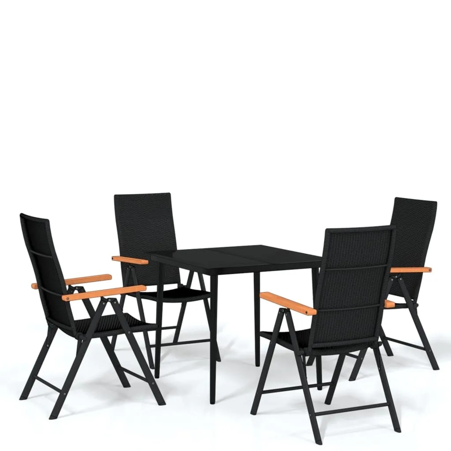 vidaXL 5-Tlg Garten-Essgruppe Schwarz 3099120