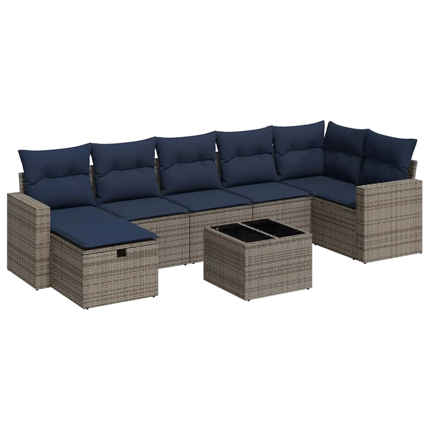 vidaXL 8-Tlg Garten-Sofagarnitur mit Kissen Grau Poly Rattan 3325417