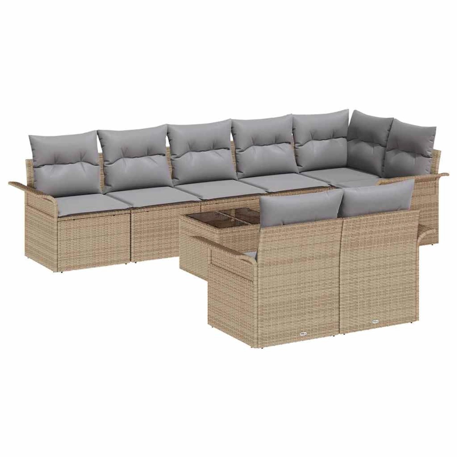 vidaXL 9-Teiliges Garten-Sofaset mit Kissen in Schwarzem Poly Rattan 334542 günstig online kaufen