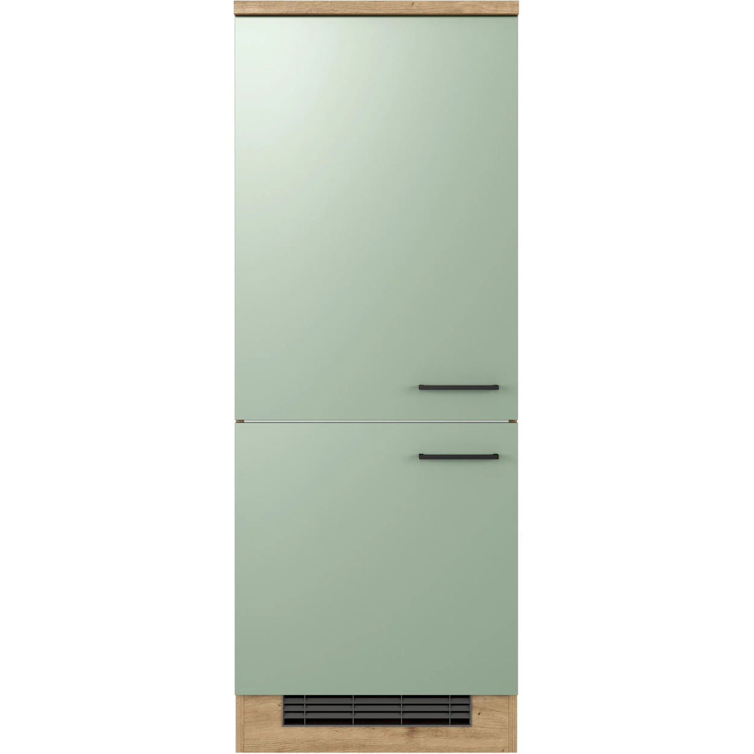 Flex-Well Exclusiv Demi-Geräteschrank Cara, 60cm, Schilfgrün/Artisan Eiche, für Einbaukühlgerät.
