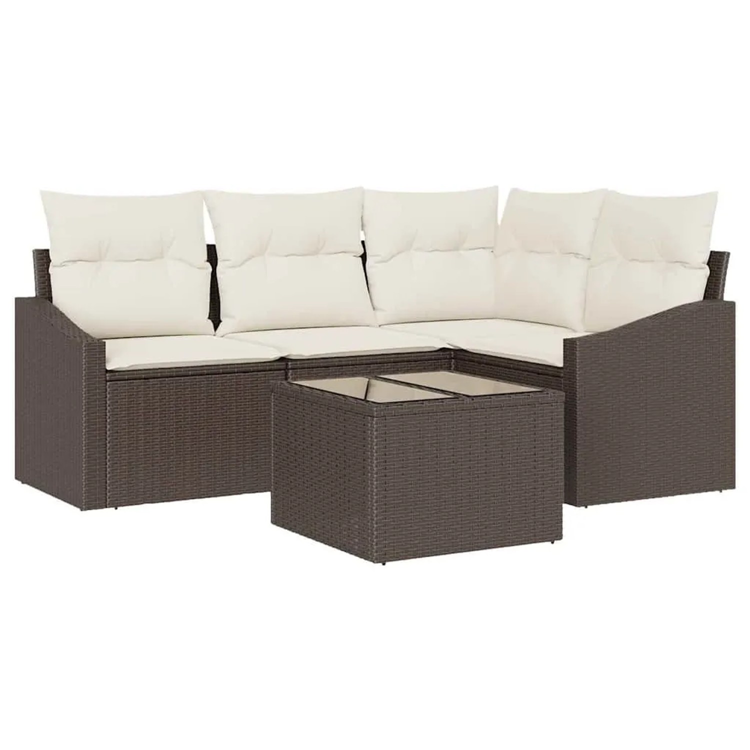 vidaXL Gartensofa-set mit Kissen 5-Tlg Braun und Creme Poly-Rattan 3355377 günstig online kaufen