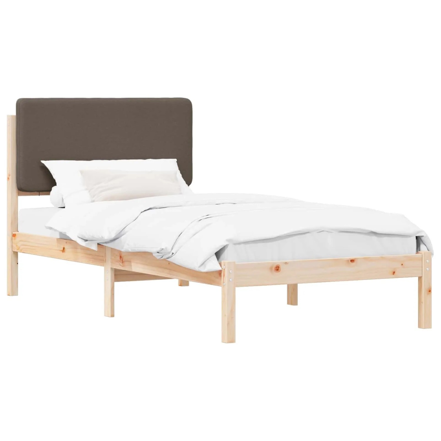 vidaXL Bettgestell mit Gepolstertem Kopfteil Taupe 75 x 190 cm 877952 günstig online kaufen