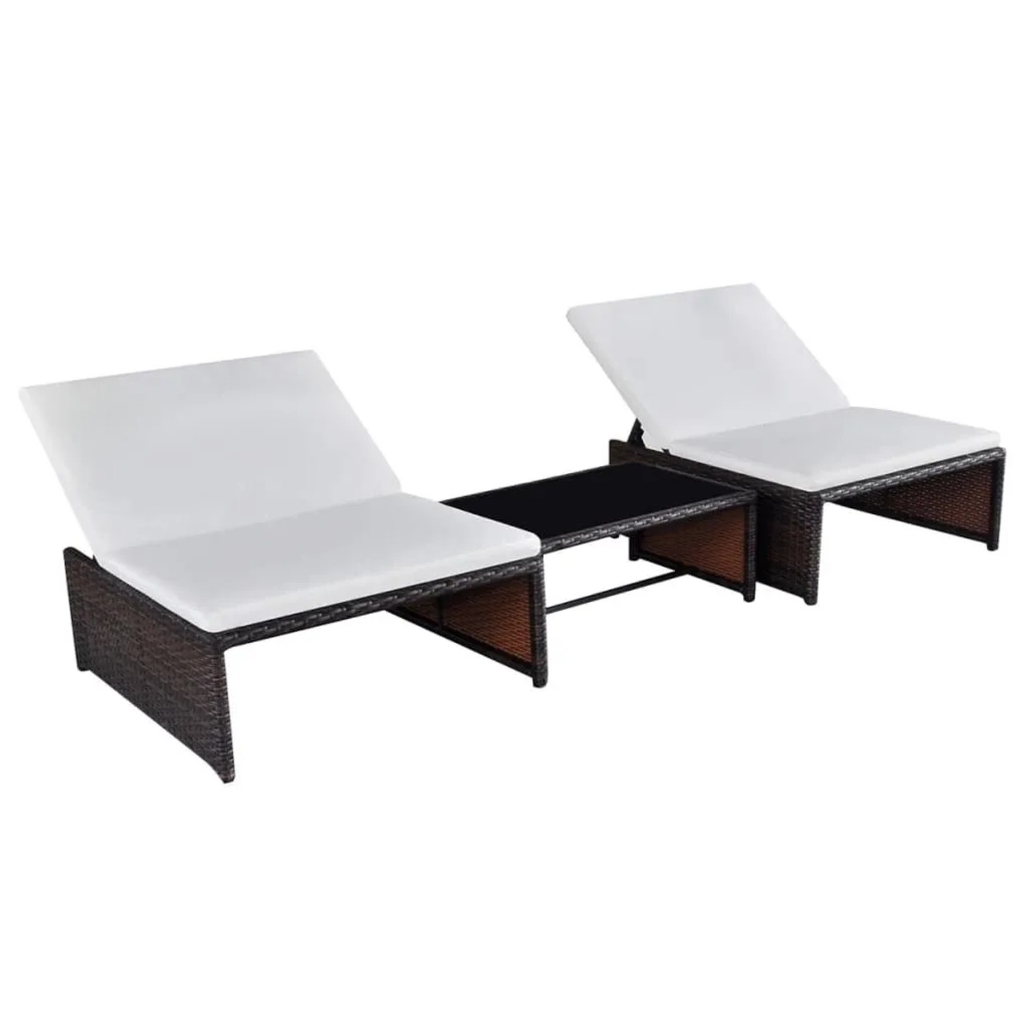 furnicato Outdoor-Lehnstühle 2 Stk. mit Tisch Braun Poly Rattan