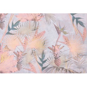 Komar Fototapete Tropical Concrete mit Ananas und Palmen auf Betonoptik, 368x254cm