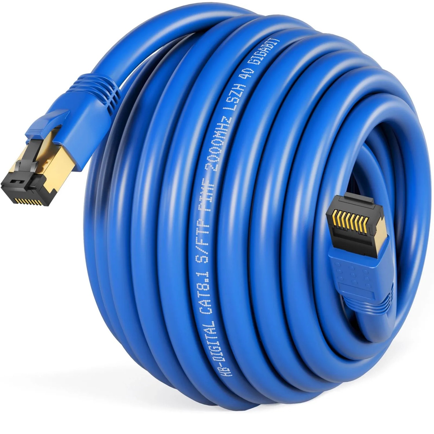 hb-digital 15m Patchkabel CAT 8.1 GHMT Zertifiziertes LAN Kabel RJ45 S/FTP PimF LSZH Blau