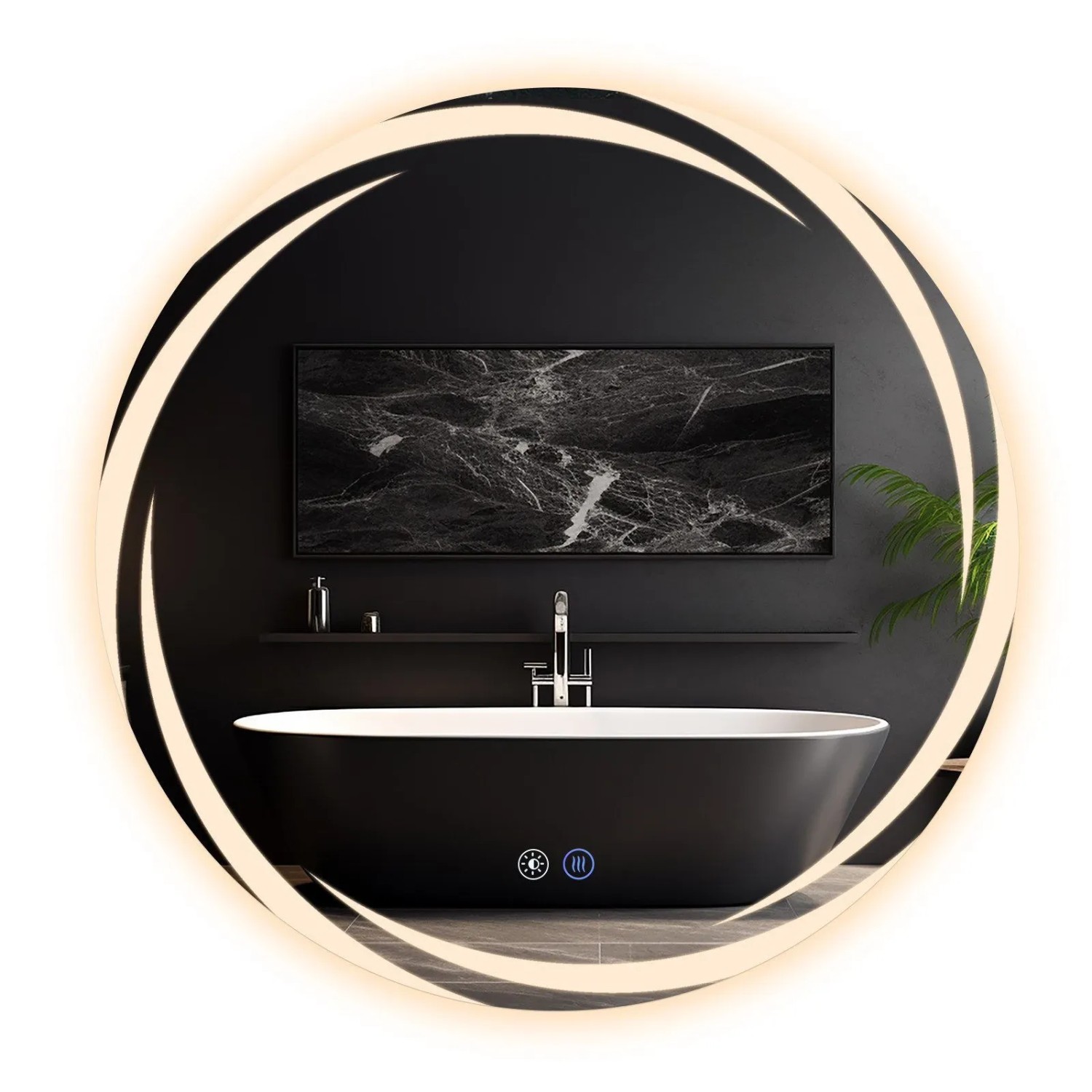 NETTLIFE Badspiegel mit Beleuchtung aus Glas L60 Weiß