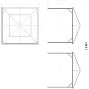 Technische Zeichnung Sojag Pavillon Verona 10x10, Aluminium, Anthrazit, Maße
