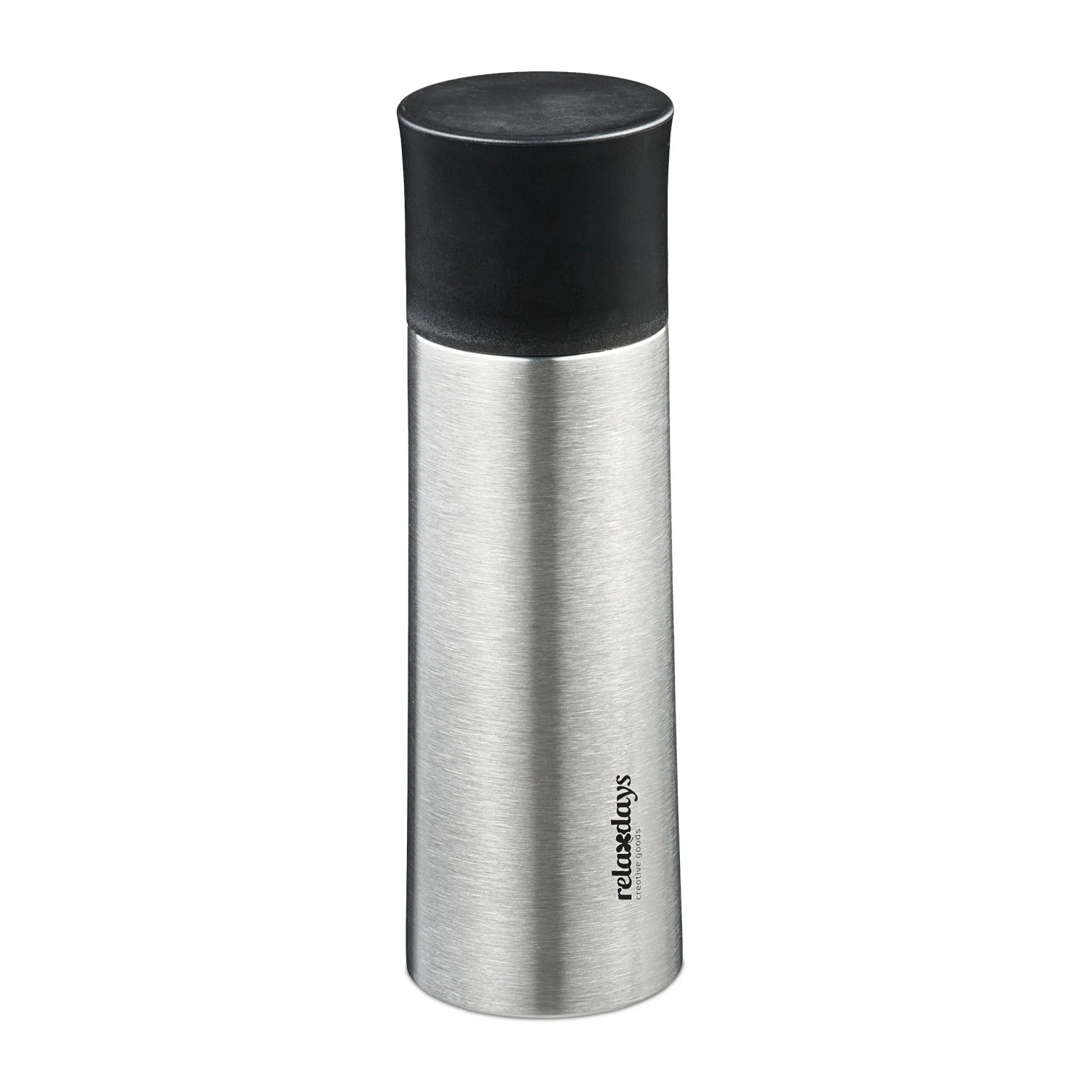 Relaxdays Trinkflasche Edelstahl Silber Auslaufsicher mit Becher 400 ml 22,5 cm x 7 cm
