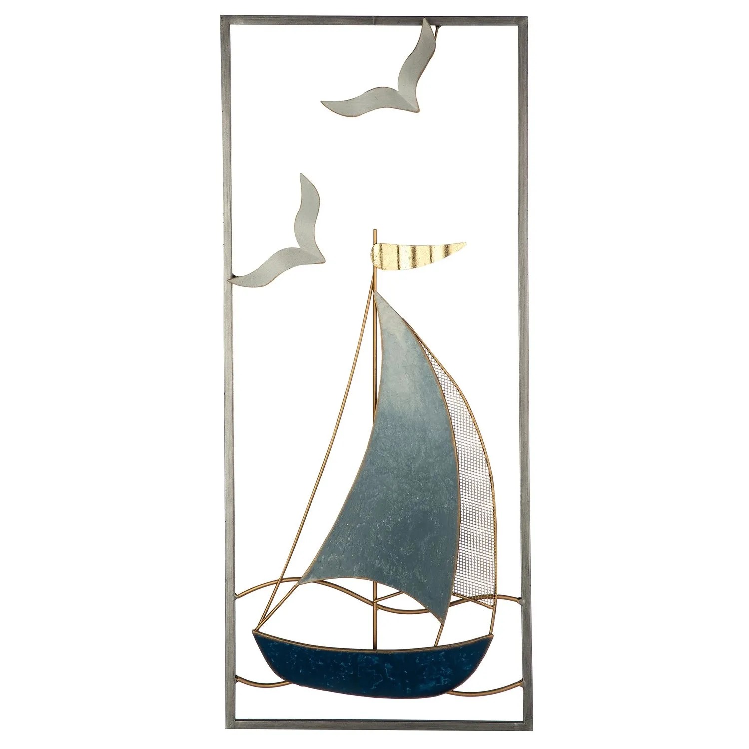 Gilde Wandrelief Sailing Blau Weiß 61 cm x 25 cm