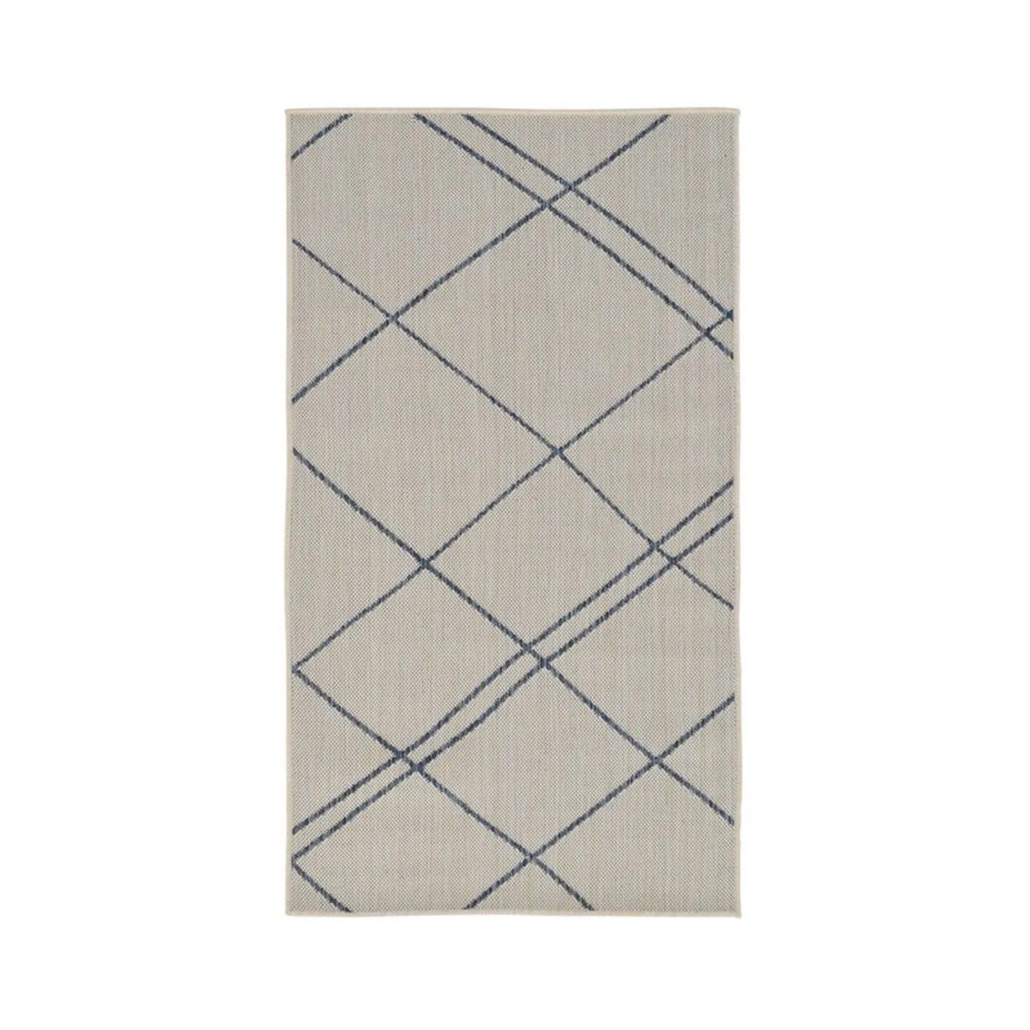 Vercai Rugs Teppich Terrace Karo Weiß Azurblau 200 x 290 cm