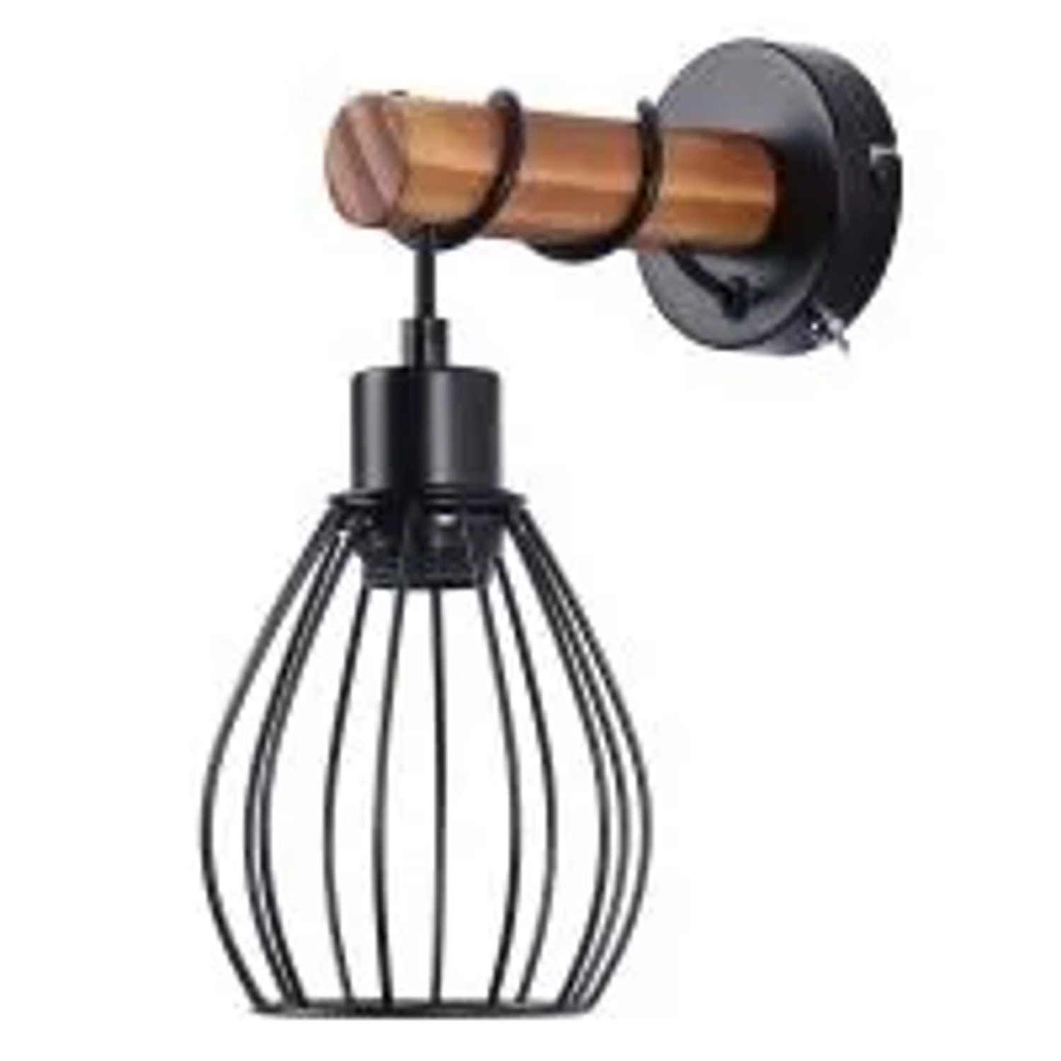 NETTLIFE Wandleuchte mit Schalter Vintage Wandlampe Schwarze Holz Wandleuchte E27 Industrie