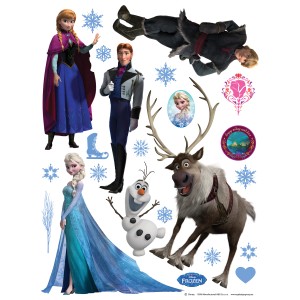 Disney Wandtattoo "Die Eiskönigin" mit Anna, Elsa, Olaf und Kristoff für Kinderzimmer.