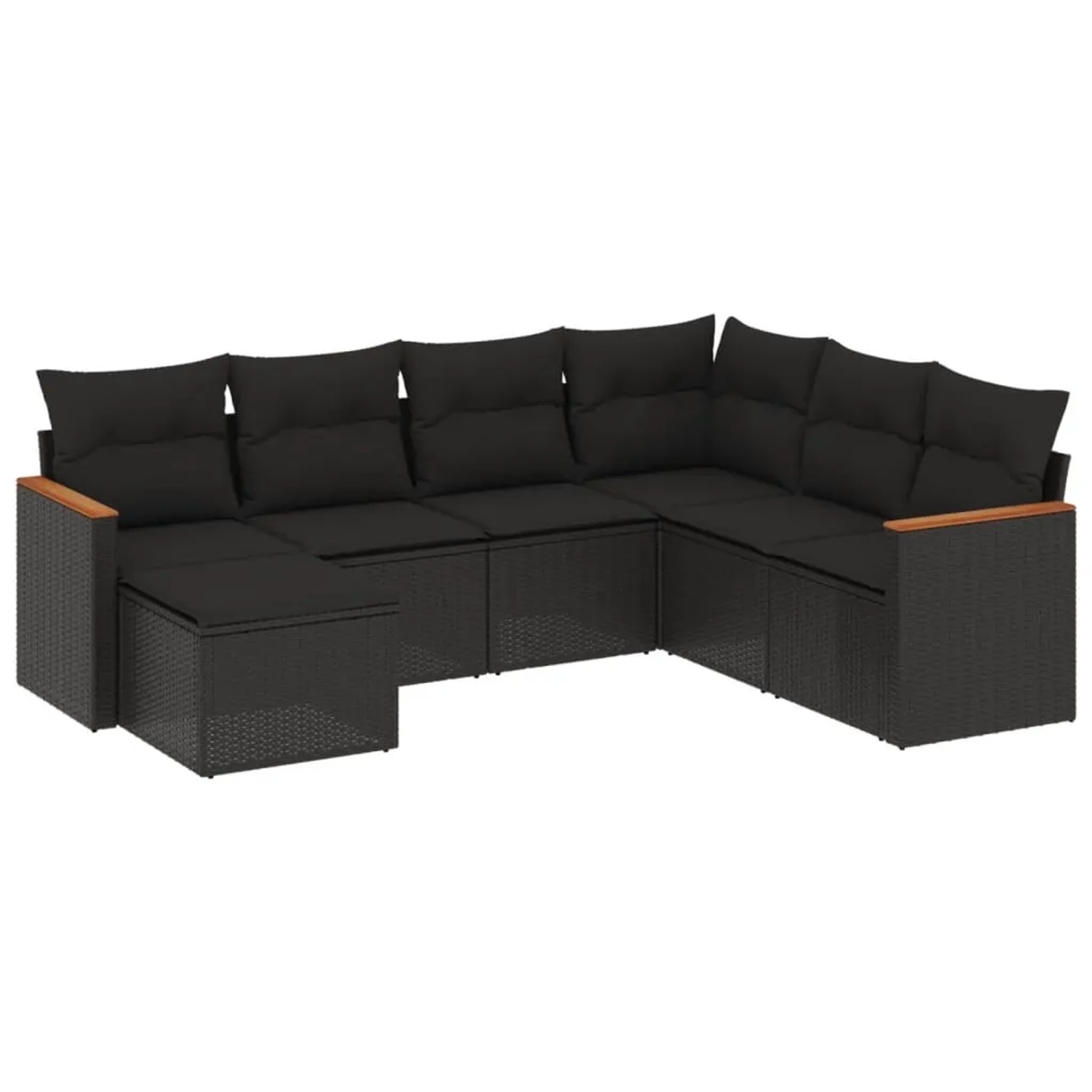vidaXL 7-Tlg Garten-Sofagarnitur mit Kissen Schwarz Poly Rattan 3258604 günstig online kaufen
