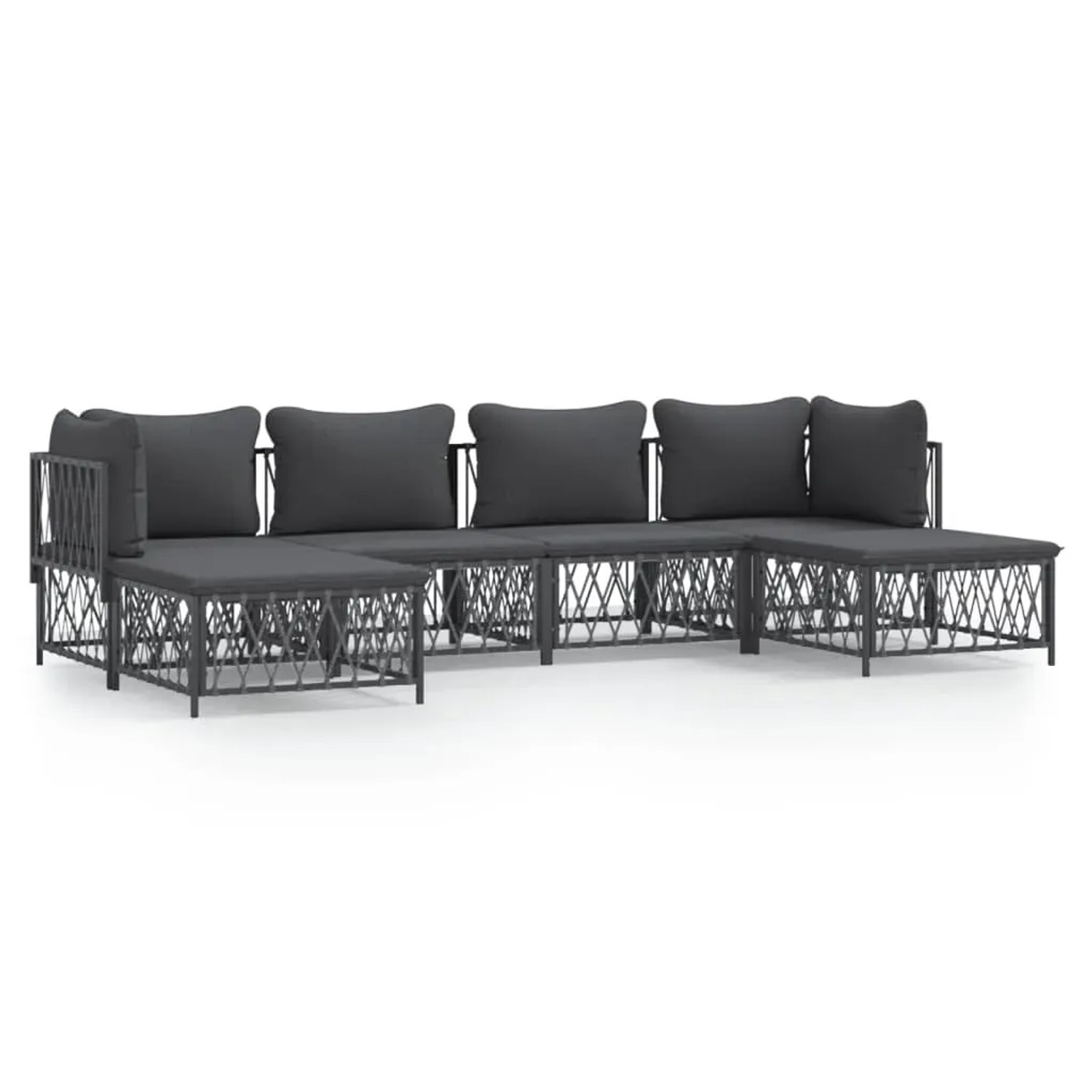 vidaXL 6-Tlg Garten-Lounge-Set mit Kissen Anthrazit Stahl 3186901