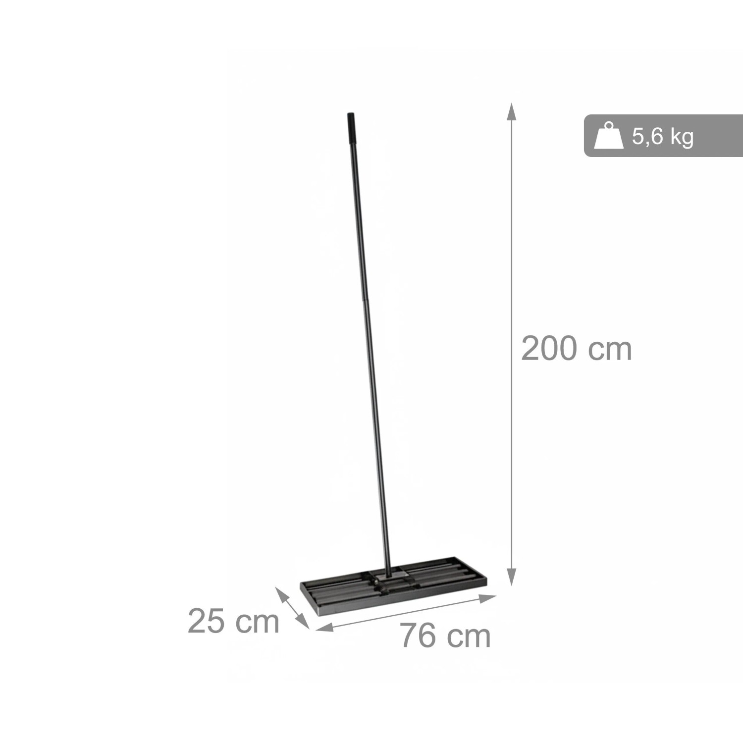 Relaxdays Rasenrakel Stahl Schwarz mit Stiel Rutschfest 76 cm x 25 cm 5,6 kg_4