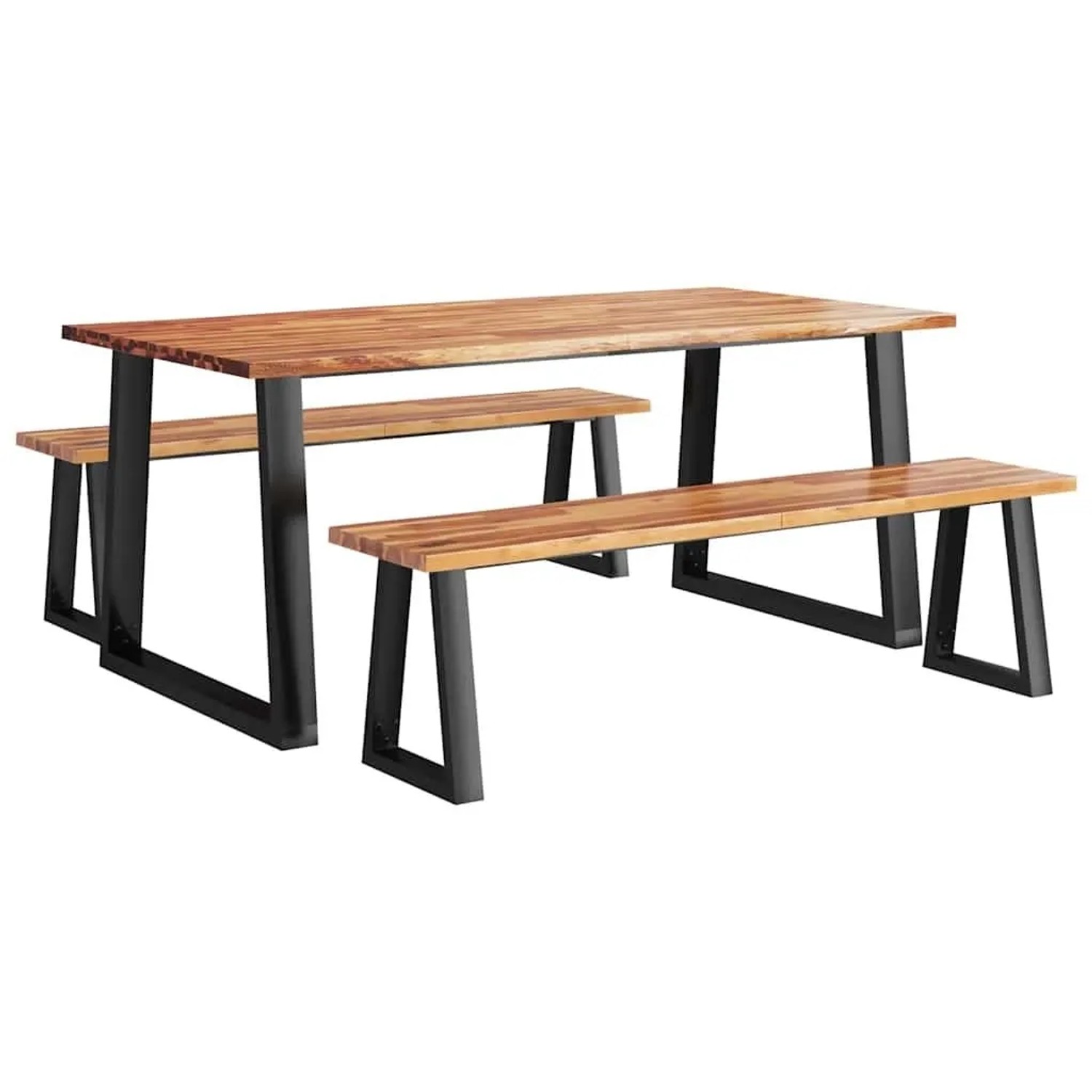 vidaXL 3 Tlg Essgruppe Baumkante Massivholz Akazie 3157527