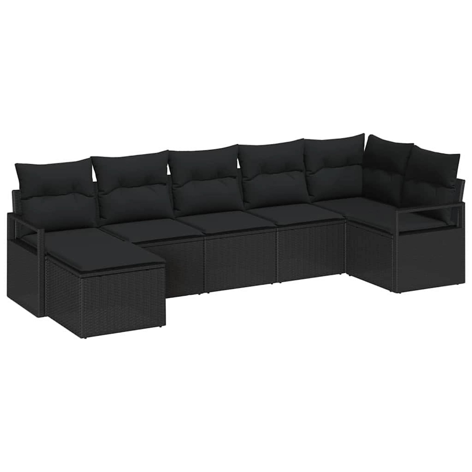 vidaXL Garten-Sofa-Set 7-Tlg Schwarz Poly Rattan 3346473 günstig online kaufen