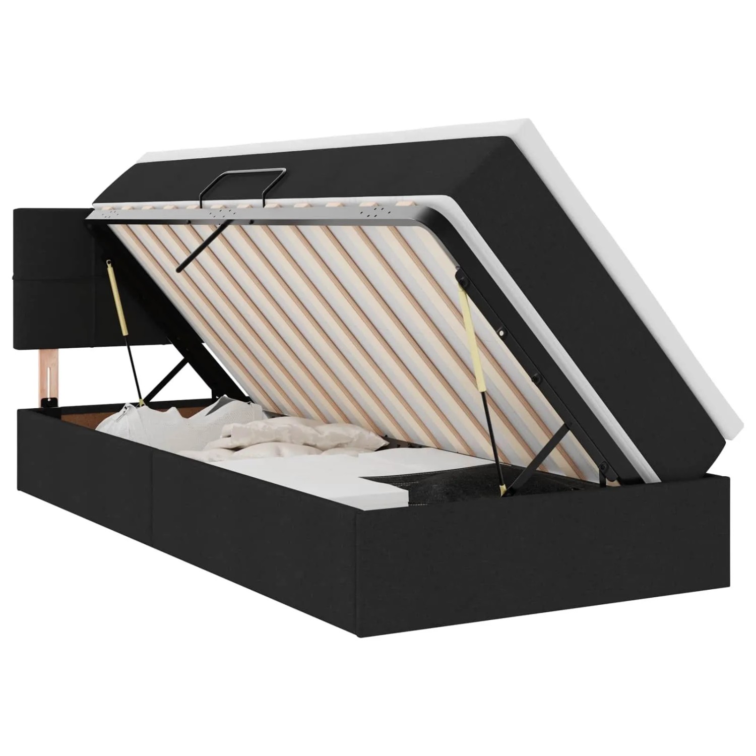 vidaXL Aufbewahrungsbett mit Matratze Schwarz 90 x 190 cm 3370478