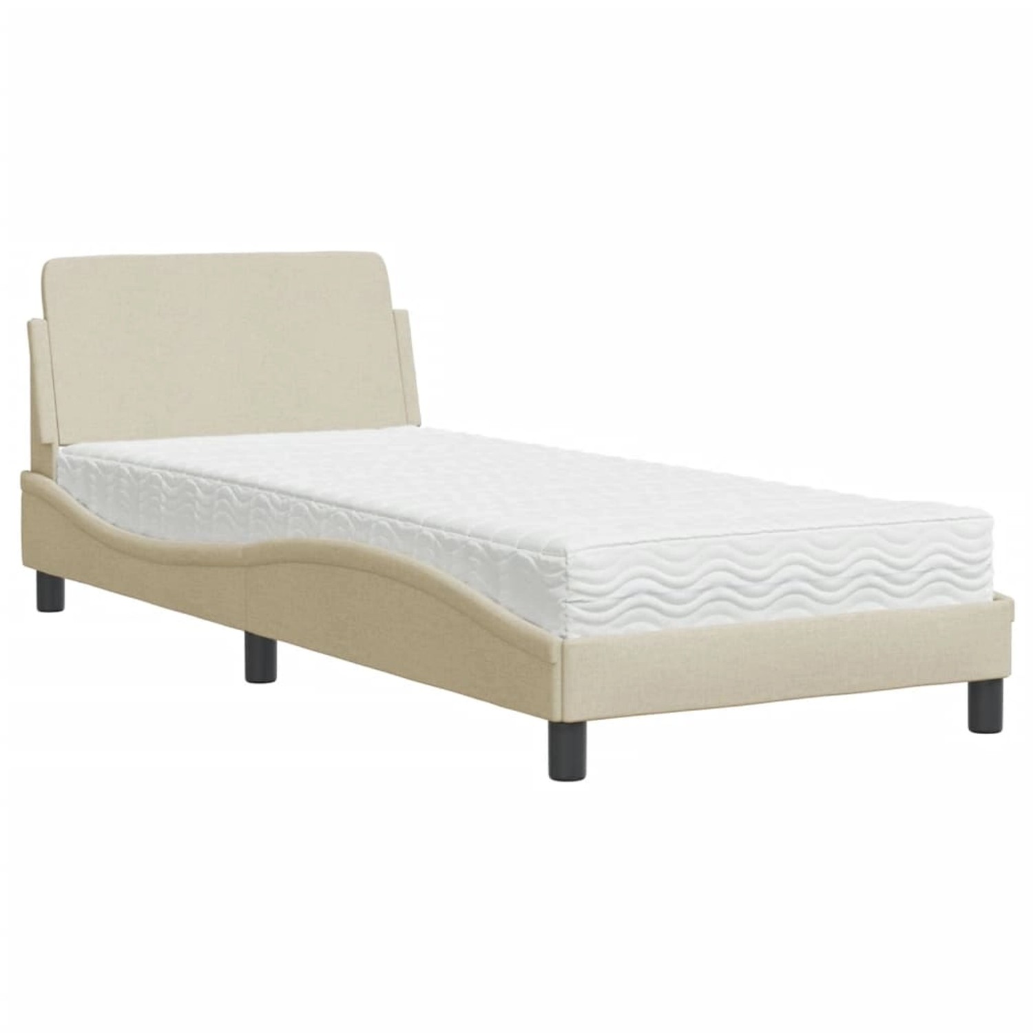 vidaXL Bett mit Matratze Creme 90x190 cm Stoff2007225