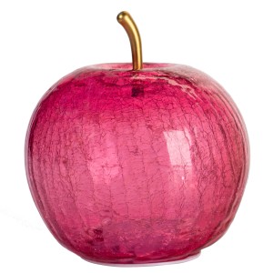 FlowerPower Deko-Apfel Pomo in Rosa mit LED, Ø 16,5 cm. Dekorative Glasfigur mit warmem Licht.
