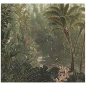 Art for the Home Fototapete Jungle, 280x300 cm, mit Dschungelmotiv, Affen und tropischen Pflanzen.