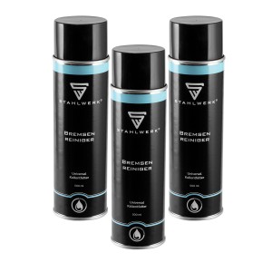 3 Dosen STAHLWERK Bremsenreiniger, je 500 ml, für Kompressoren und KFZ-Teile.