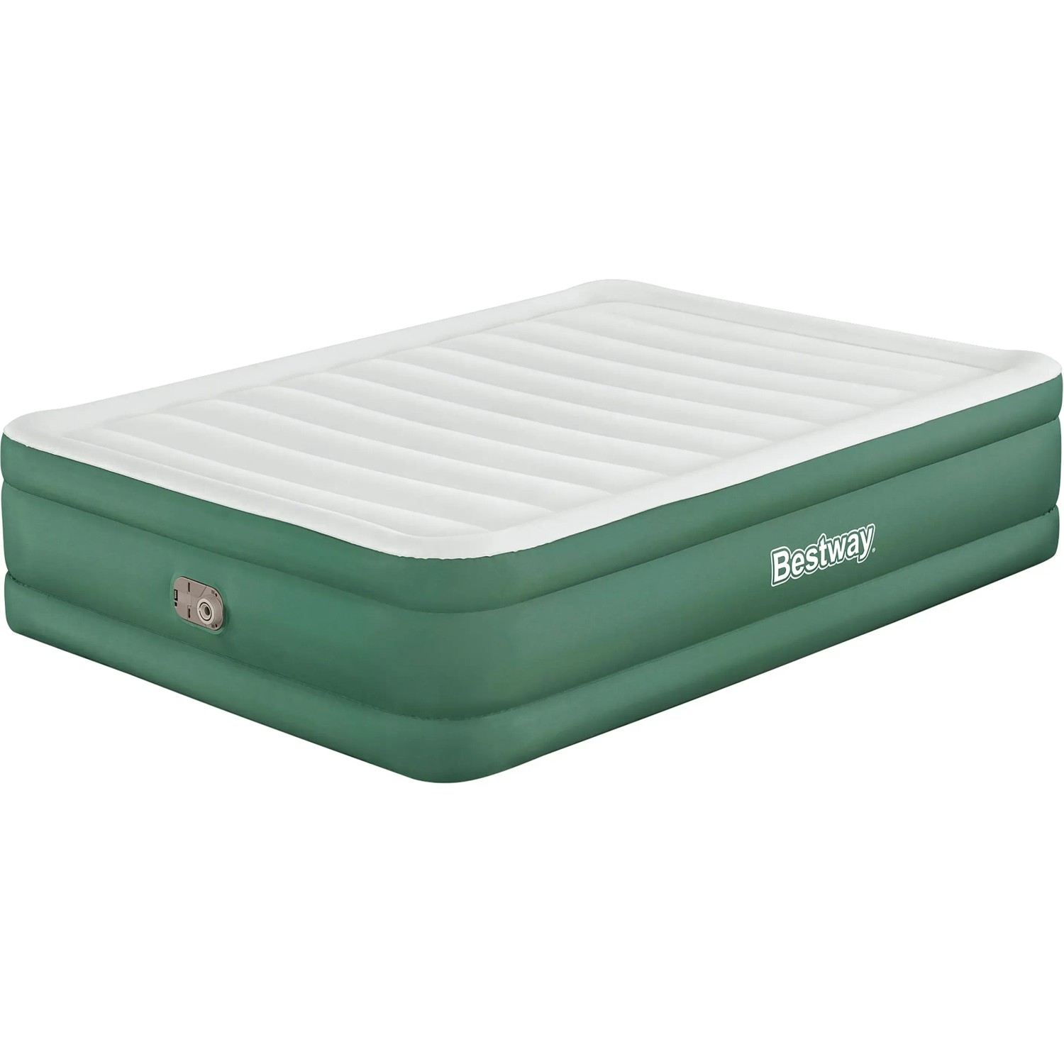 Bestway Luftbett, selbstaufblasend, 203x152x46cm, grün/weiß. Ideal für Camping & Zuhause.