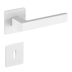 MeinTürgriff Drückergarnitur Trento Flachrosette Weiß Türdrücker Eckig BB