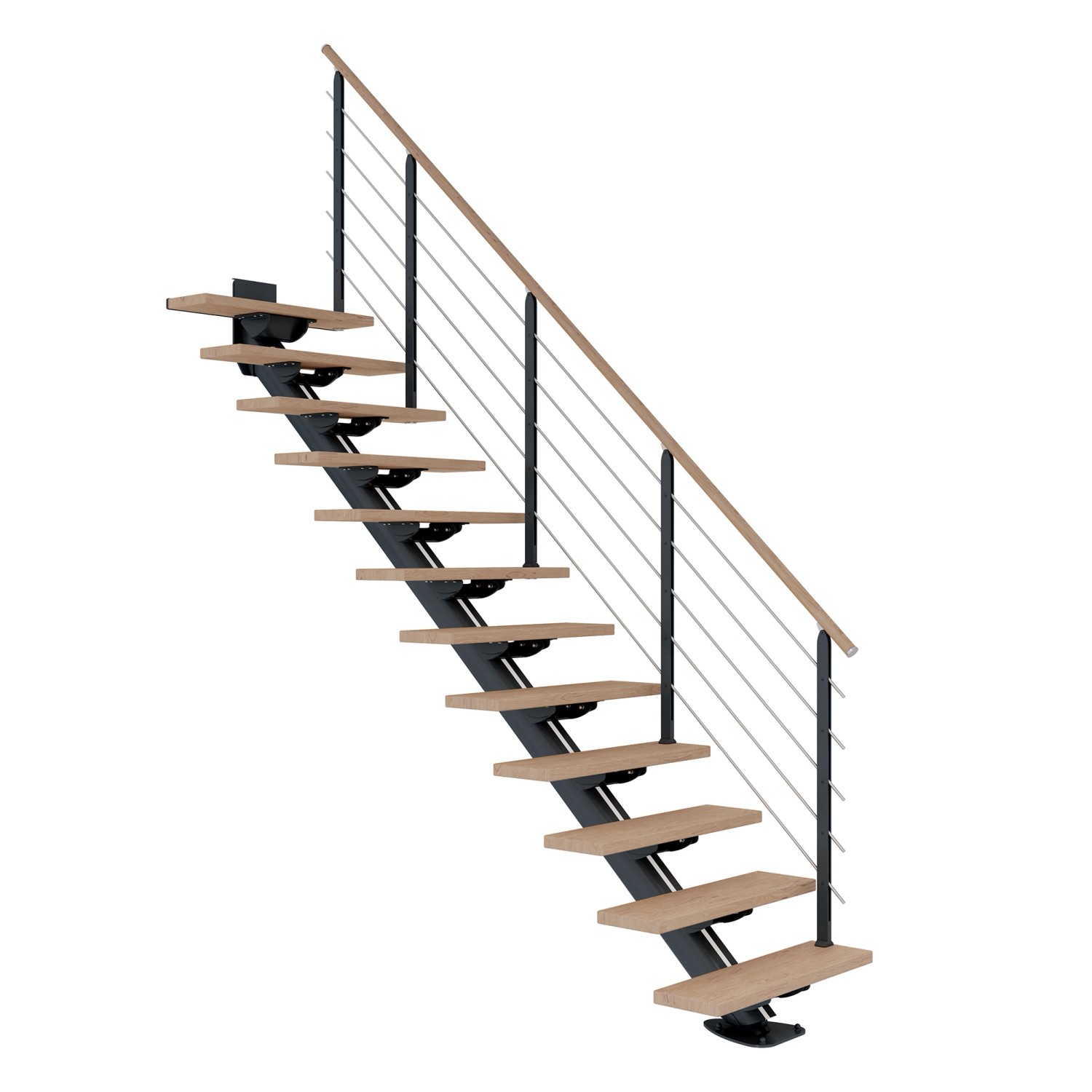 Dolle Mittelholmtreppe Sydney 13 Stufen Eiche Weiß gerade Metallteile Anthrazit