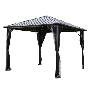 Home Deluxe Pavillon Azur mit Solar-LED, 270x270x200cm, mit Seitenteilen und Moskitonetz.