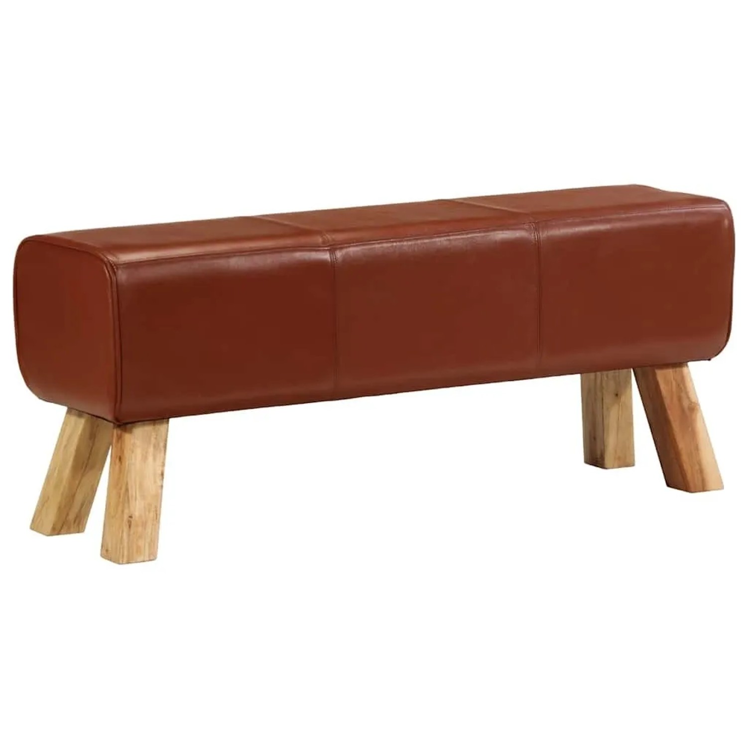 DELUKE Sitzbank PFERO Turnbock Braun 110cm Braun Echtleder Massivholz Mango Polsterbank Bettbank Schlafzimmerbank