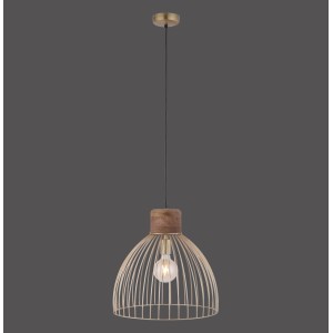 Just Light Pendelleuchte Alami, Messing matt, 1-flammig. Maritime Hängelampe mit Holz und Metall.