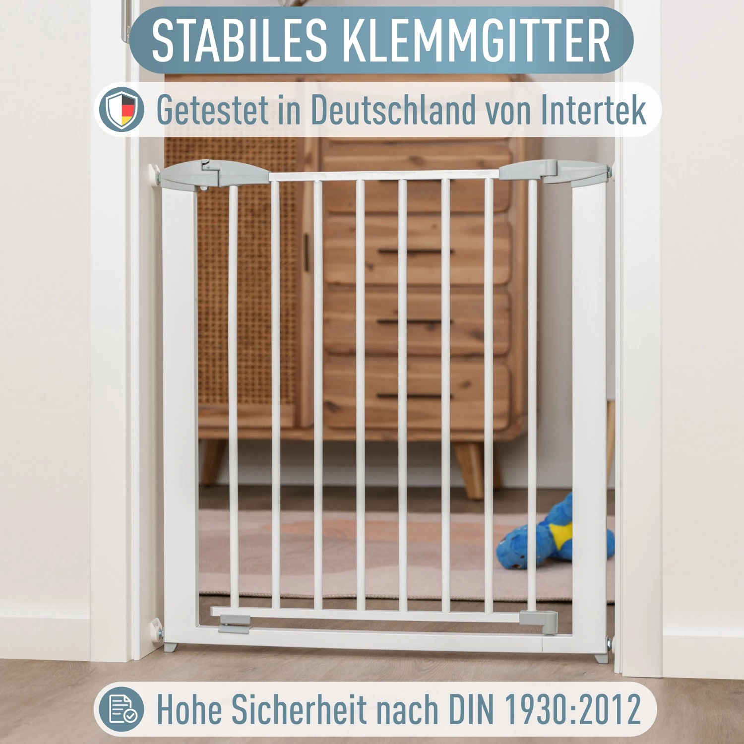 Ib style Türschutzgitter Yael Treppenschutzgitter für Kinder und Haustiere Ohne Bohren Weiß 73,5 -81,5 cm_3