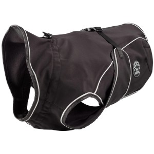 Schwarzer Hunter Hundemantel Uppsala Softshell, Rückenlänge 40 cm, mit reflektierenden Paspeln.