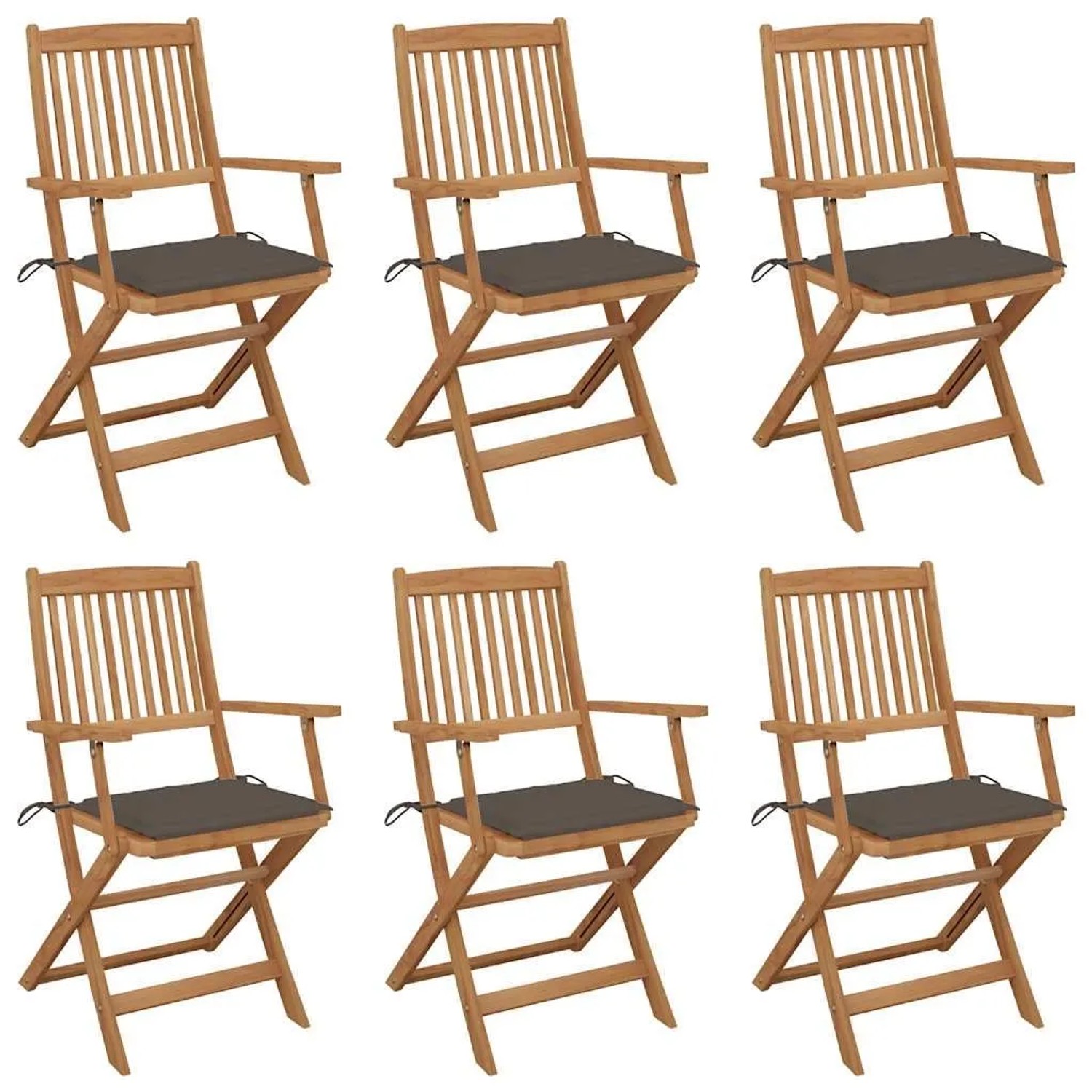vidaXL Klappbare Gartenstühle 6 Stk mit Kissen Massivholz Akazie 3074948