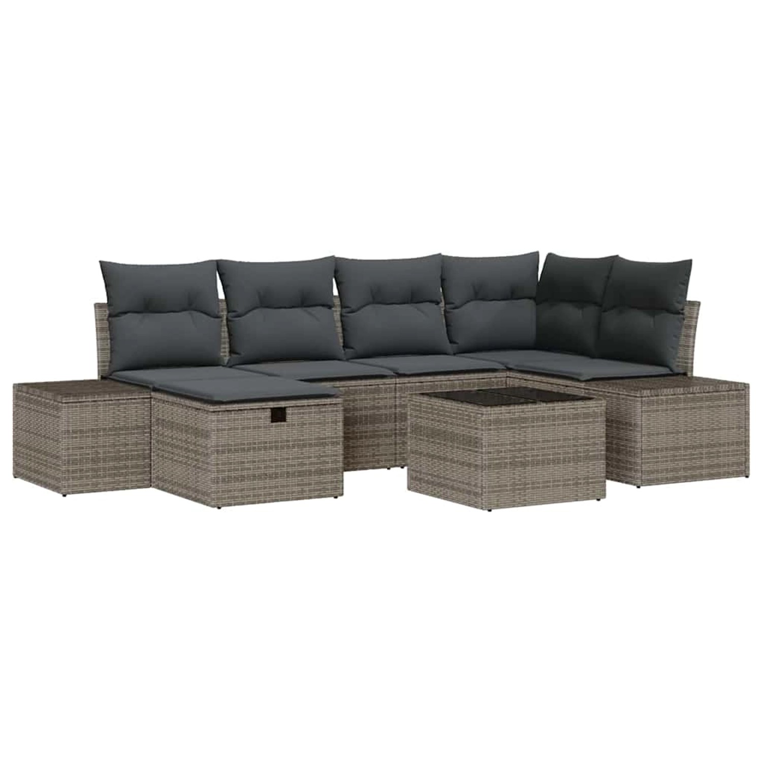 vidaXL 7-Teiliges Garten-Sofa-Set mit Kissen aus Grauem Poly Rattan 3359388 günstig online kaufen