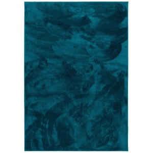 Petrolfarbener Pergamon Hochflor Teppich Melia, 80x150cm, super soft und luxuriös.
