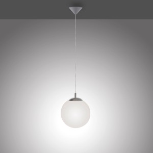 Paul Neuhaus Pendelleuchte Bolo, 1-flammig, Stahl, mit opal-mattem Glas.