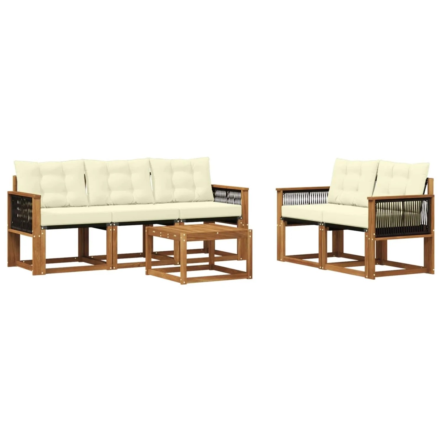 vidaXL Outdoor-Sofagarnitur mit Kissen 6 Stk Natur und Creme 3381774