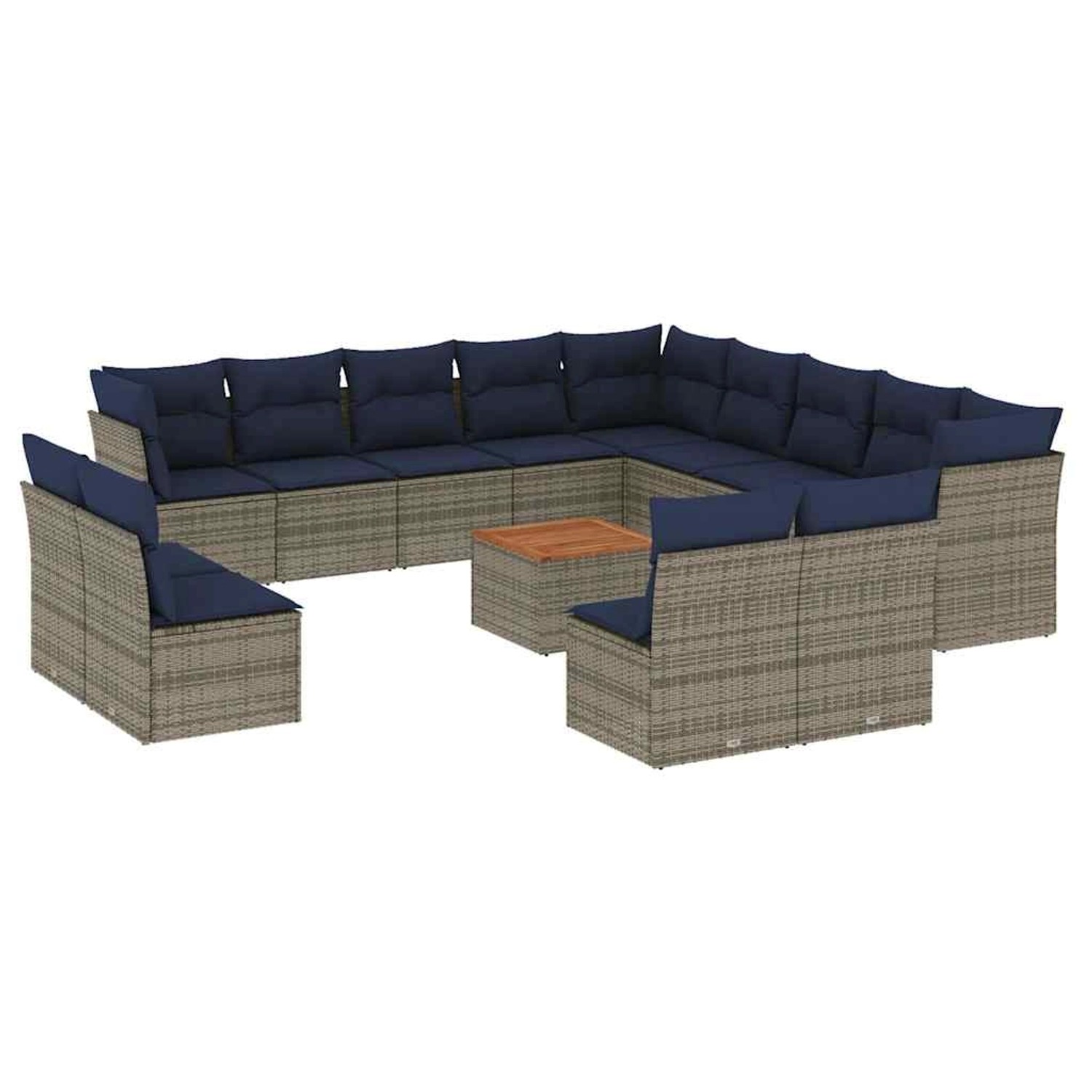 vidaXL 14-Tlg Garten-Sofagarnitur mit Kissen Grau Poly Rattan 3256271 günstig online kaufen