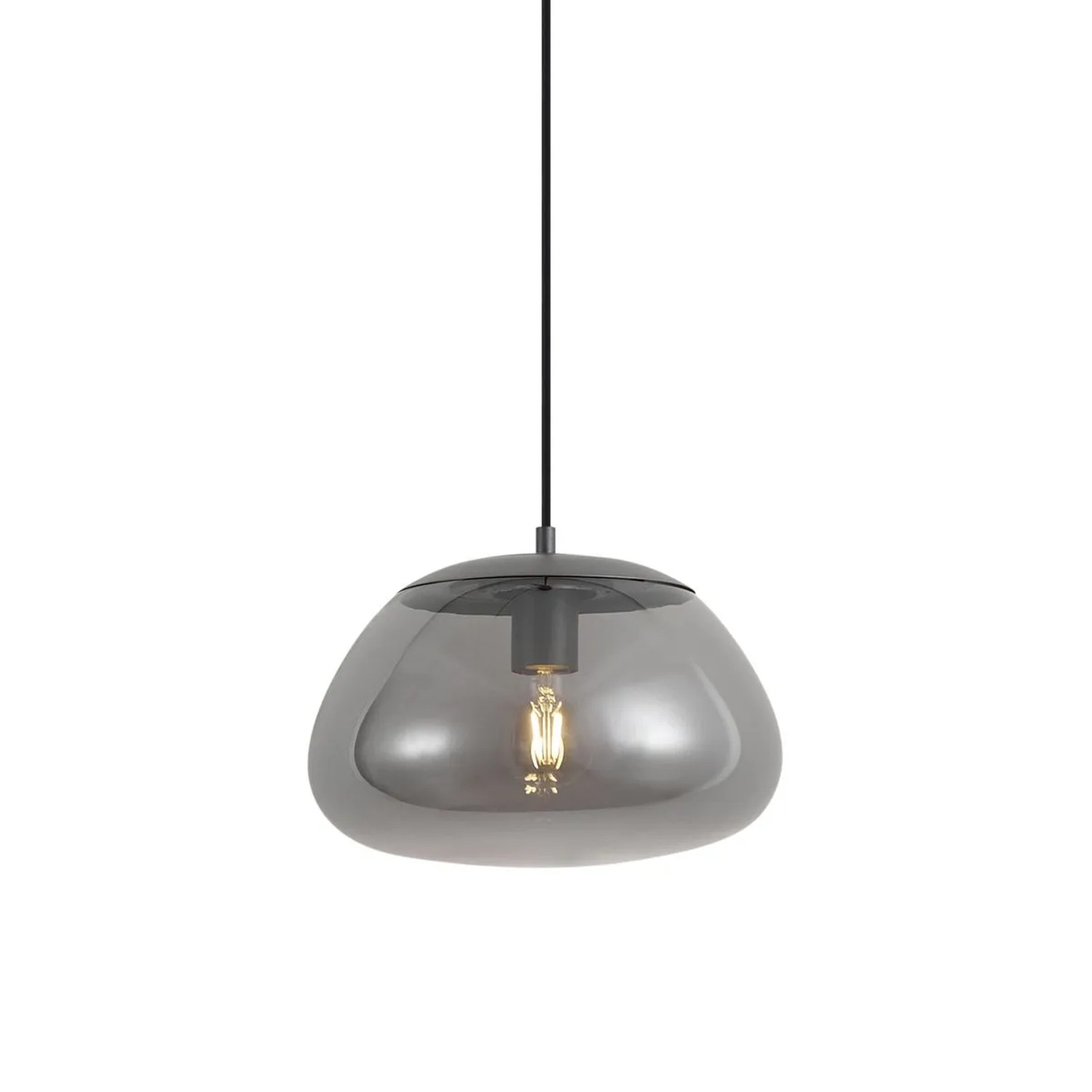 QAZQA Retro Pendelleuchte Gunmetal mit Rauchglas Giselle