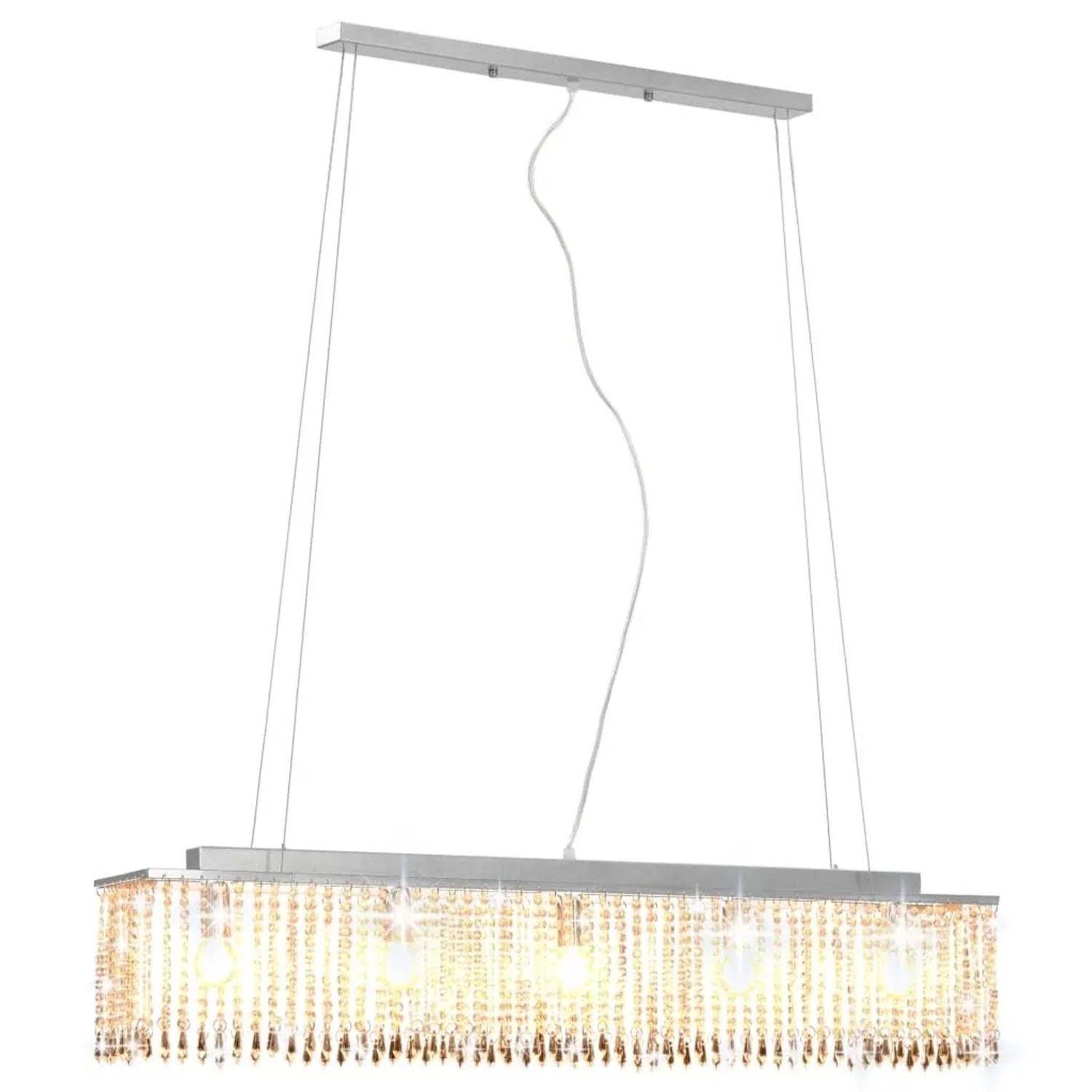 vidaXL Deckenleuchte mit Kristallperlen Silbern 104 cm E14 50860