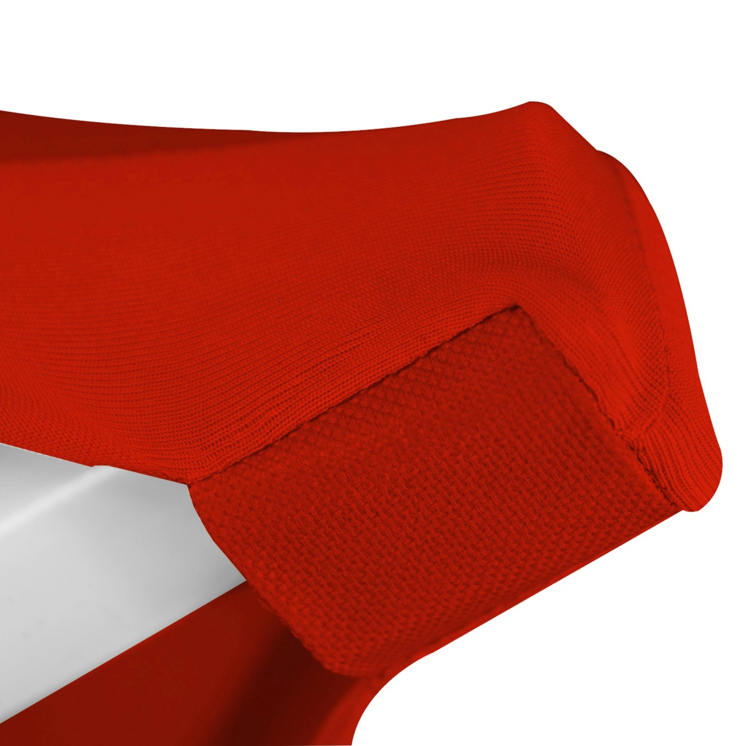 Detailaufnahme: Rote Beautissu Stehtischhusse Stella Ø 70 cm, Wohntextil für Stehtische.