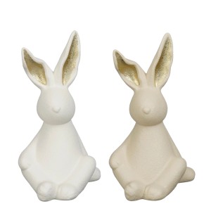 Mica Decorations Deko-Kaninchen, beige/weiß sortiert, 19cm hoch. Dekorative Figuren für Ostern.