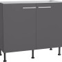 Optifit Spülenunterschrank Ingvar420, 100 cm, Anthrazit Matt, mit zwei Türen und Edelstahlgriffen.