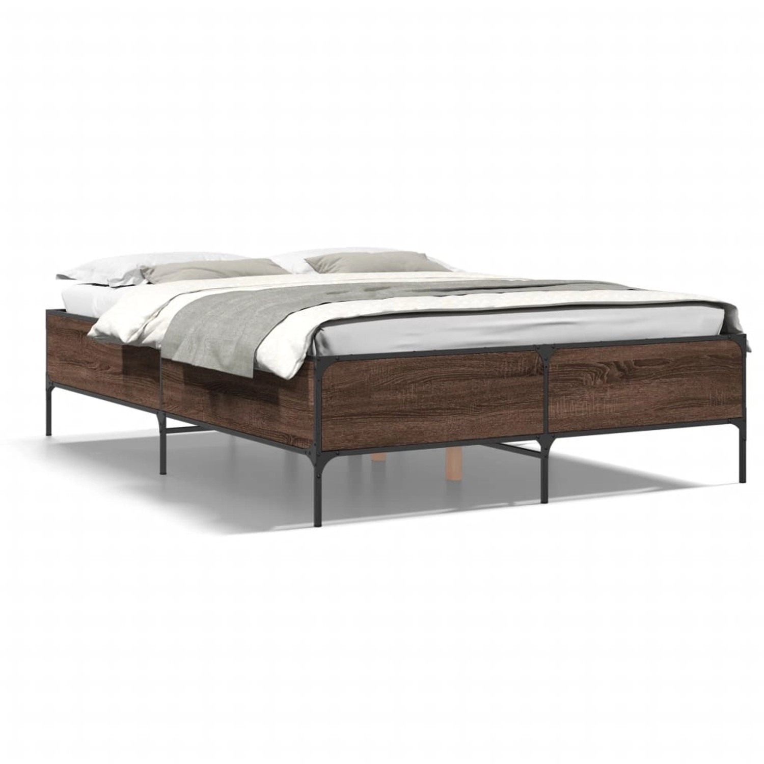 vidaXL Bettgestell Braun Eichen-Optik 120x190 cm Holzwerkstoff Metall 32798 günstig online kaufen