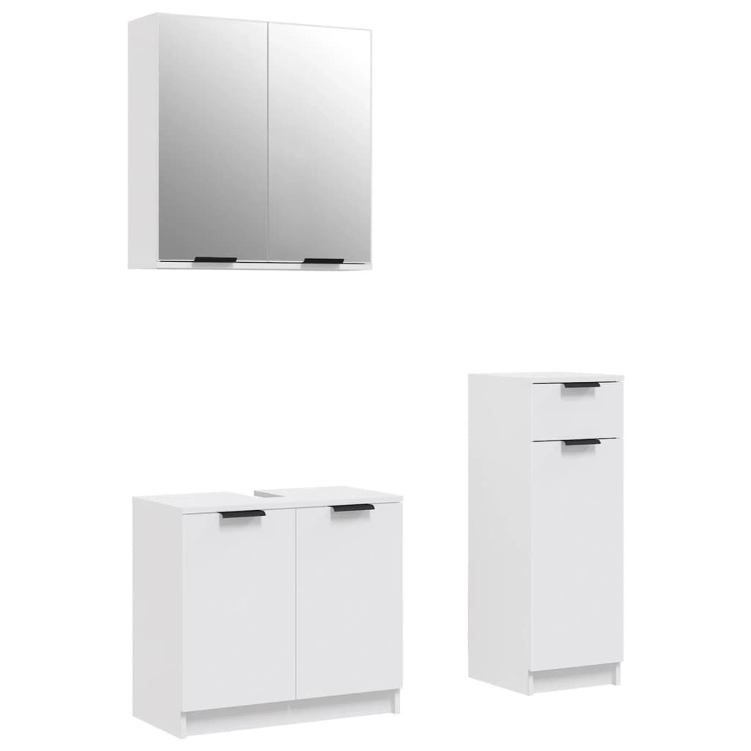 vidaXL 3-tlg. Badmöbel-Set Weiß Holzwerkstoff Modell 7 günstig online kaufen