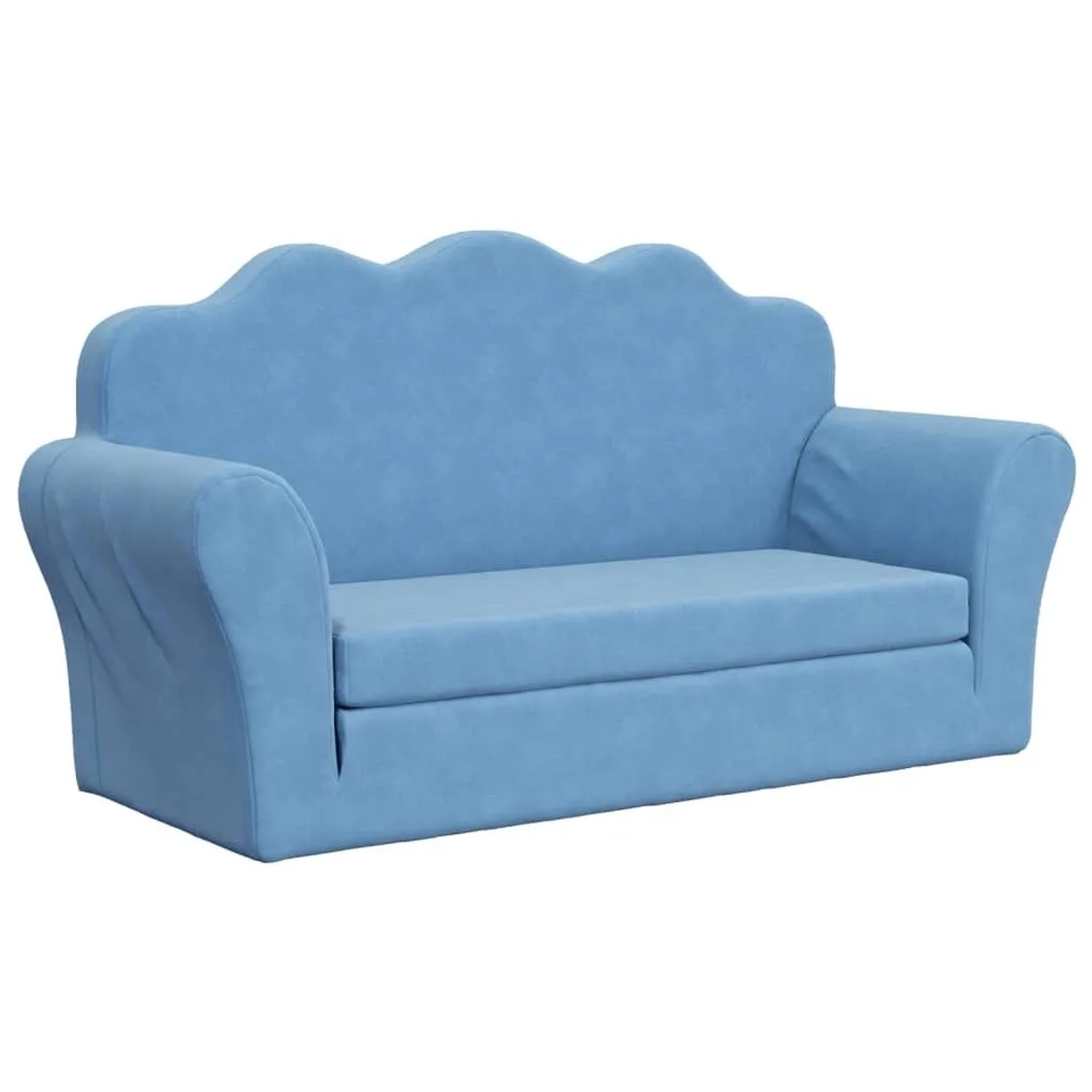 vidaXL Kinder-Schlafsofa 2-Sitzer Blau Weicher Plüsch 357062
