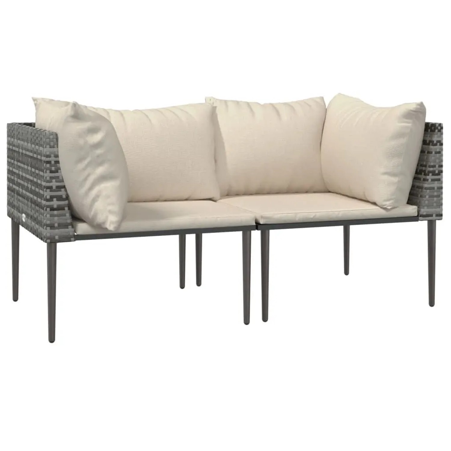 vidaXL Garten-Ecksofas mit Kissen 2 Stk Grau Poly Rattan 364126
